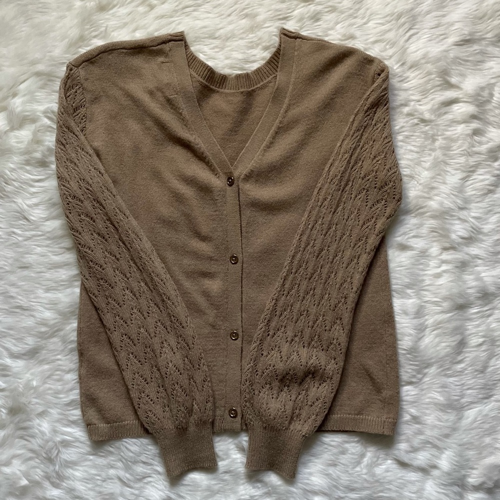 Banana Republic Reversible Pointelle Cardigan Light Sand Dune S